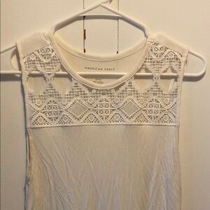 American Eagle Outfitters Cream Cropped Cut Out Tank Top